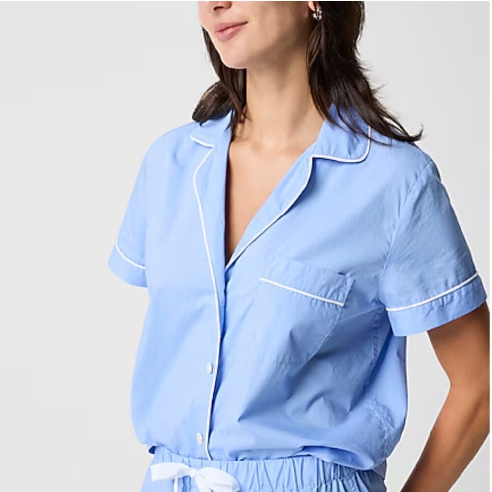 J. Crew Factory Woven Cotton Pajama Top - Dusty Periwinkle. Large NWT